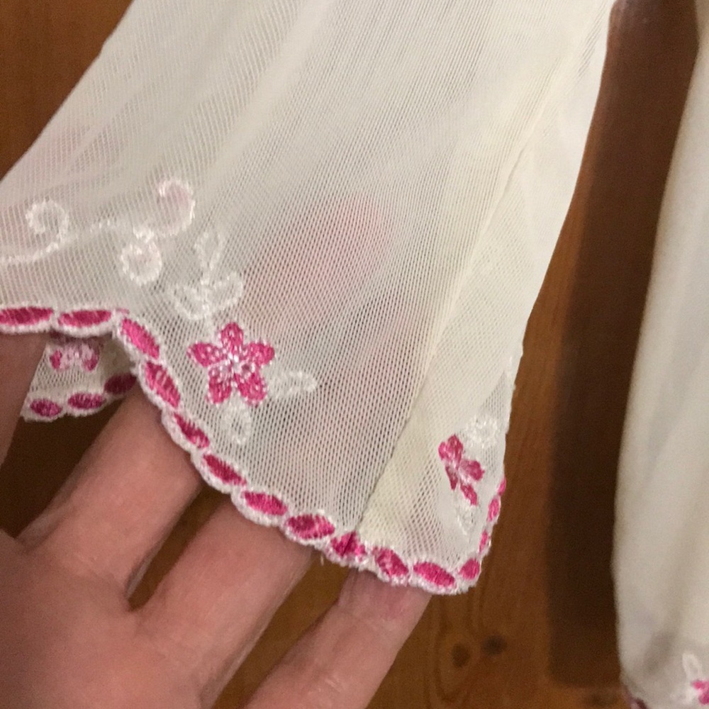 INC Feminine Top with Scallops and Pink Embroidery - Picture 3 of 6